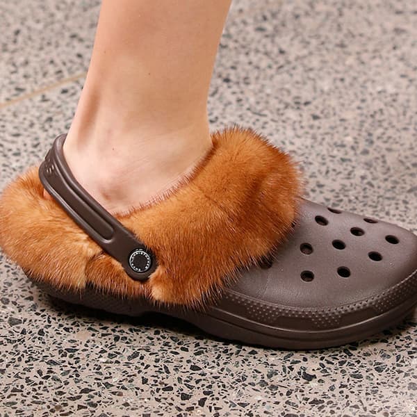 Suede and wool Crocs.