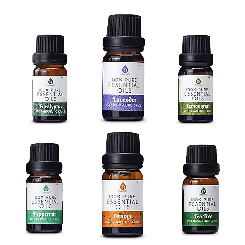 Pursonic 100% Pure Essential Aromatherapy Oils Gift Set-6 Pack ,  10ML(Eucalyptus, Lavender, Lemon grass, Orange, Peppermint, Tea Tree) :  Amazon.sg: Beauty